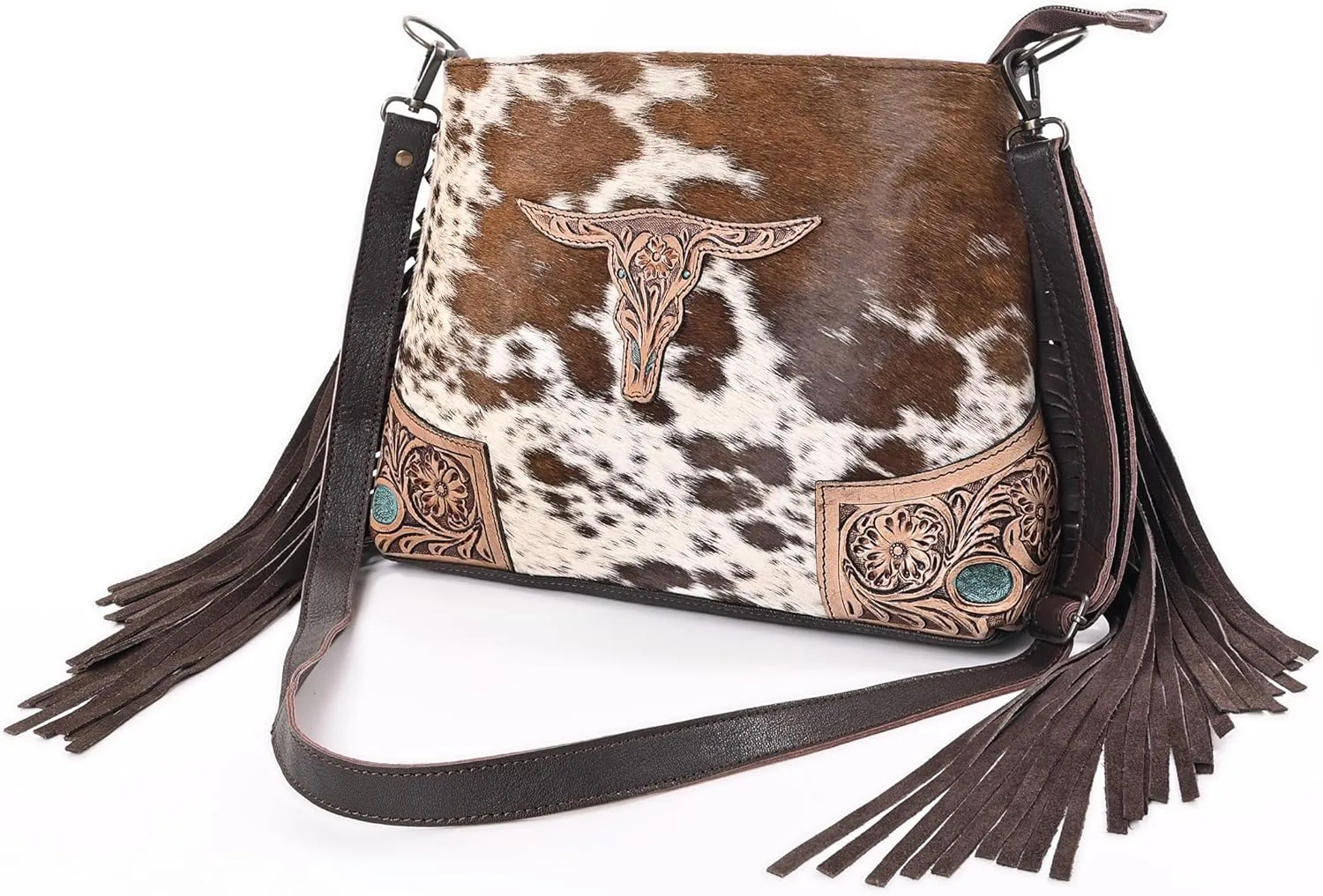 Women Natural Cowhide Leather Ladies Leather Purse Handbag With Adjustable Detachable Strap