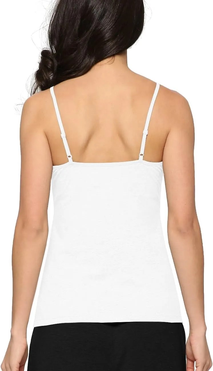 Women's Bamboo Viscose Camisole Undershirt Adjustable Spaghetti Strap Layering Tank Top