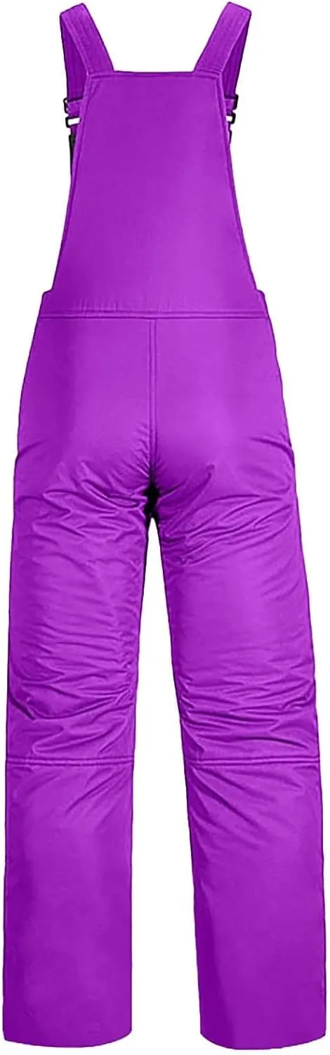 Women'S Insulated Waterproof Ski Bib Overalls Essential Winter Snowboarding Pants Adjustable Shoulder Strap Jumpsuit