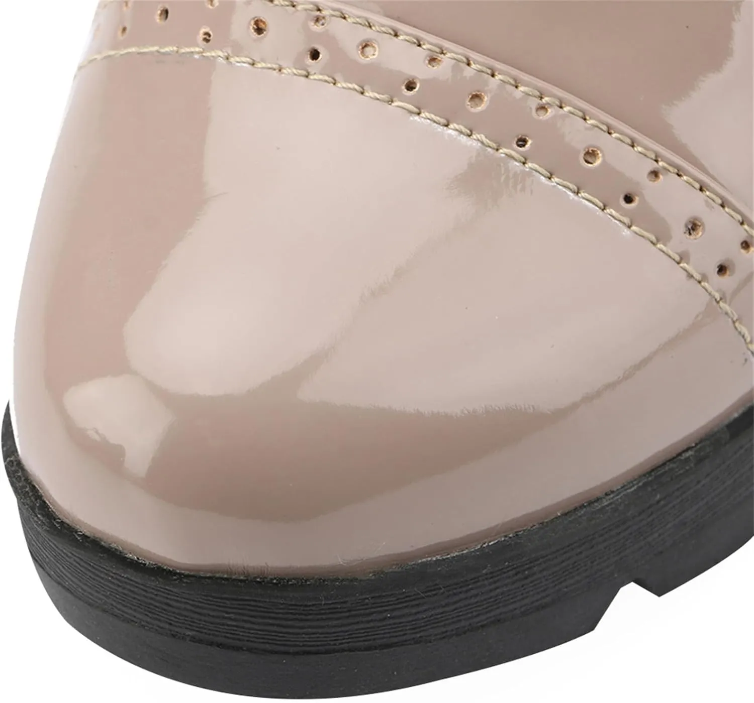 Women's Mid Block Heel T-Strap Mary Janes Pumps Adjustable Buckle Brogue Office Dress Shoes