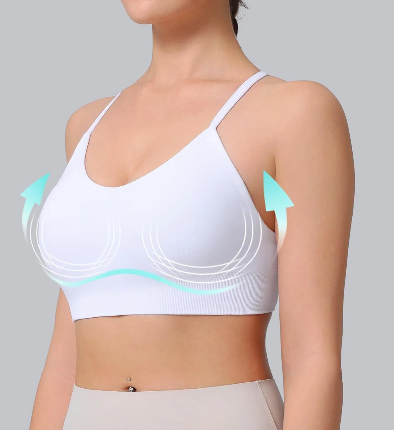 Women's Sports Bras Adjustable Y Back Spaghetti Strap Racerback Padded Wireless Yoga Workout Tops