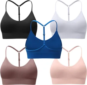 Women's Sports Bras Adjustable Y Back Spaghetti Strap Racerback Padded Wireless Yoga Workout Tops