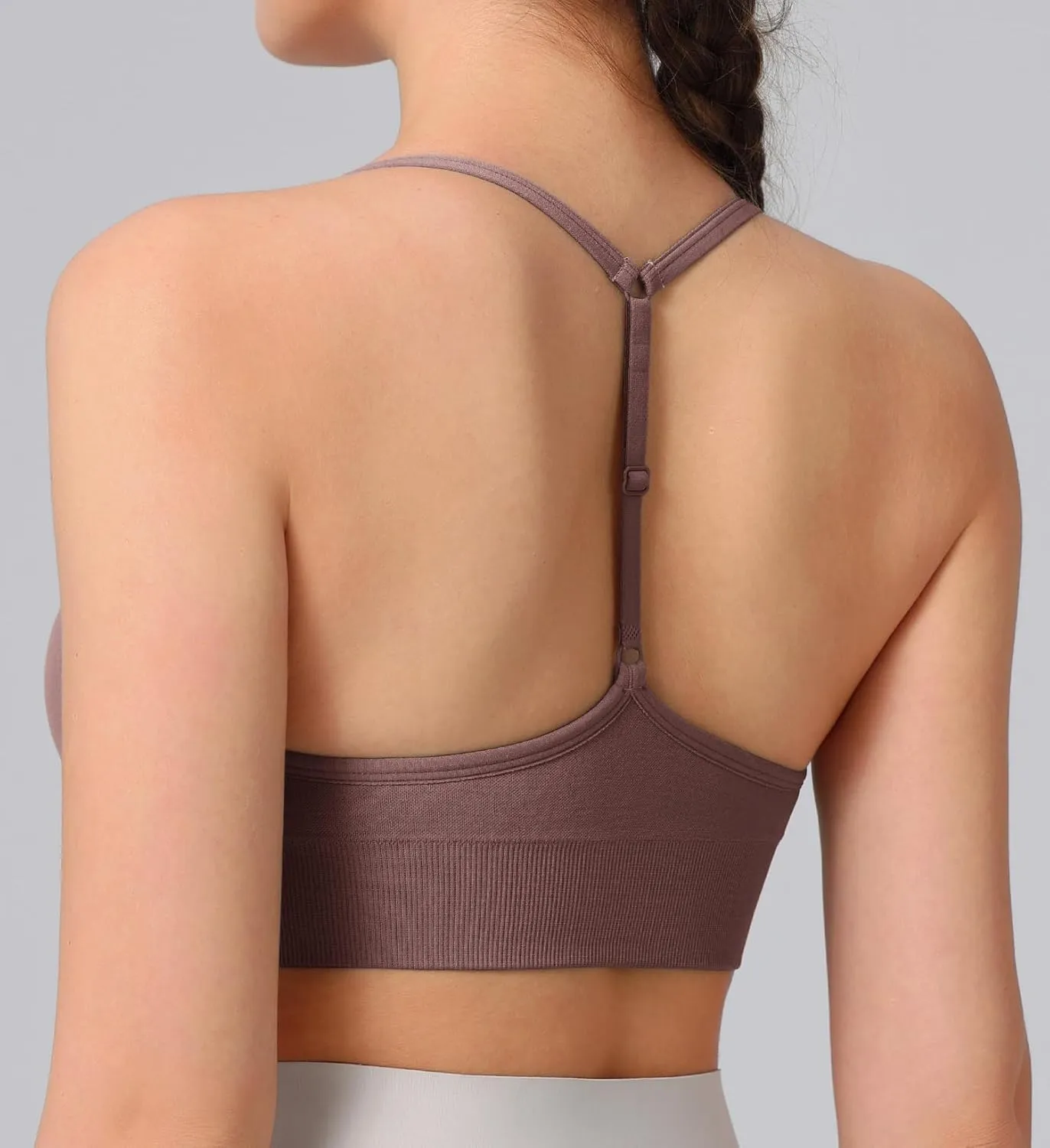 Women's Sports Bras Adjustable Y Back Spaghetti Strap Racerback Padded Wireless Yoga Workout Tops