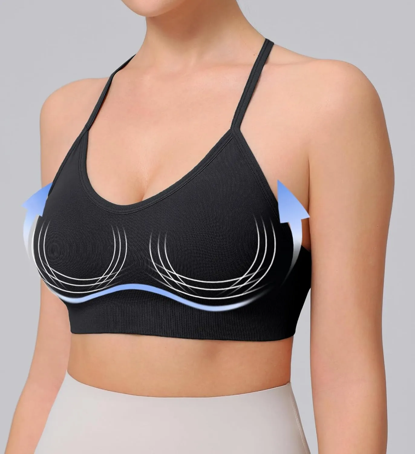 Women's Sports Bras Adjustable Y Back Spaghetti Strap Racerback Padded Wireless Yoga Workout Tops