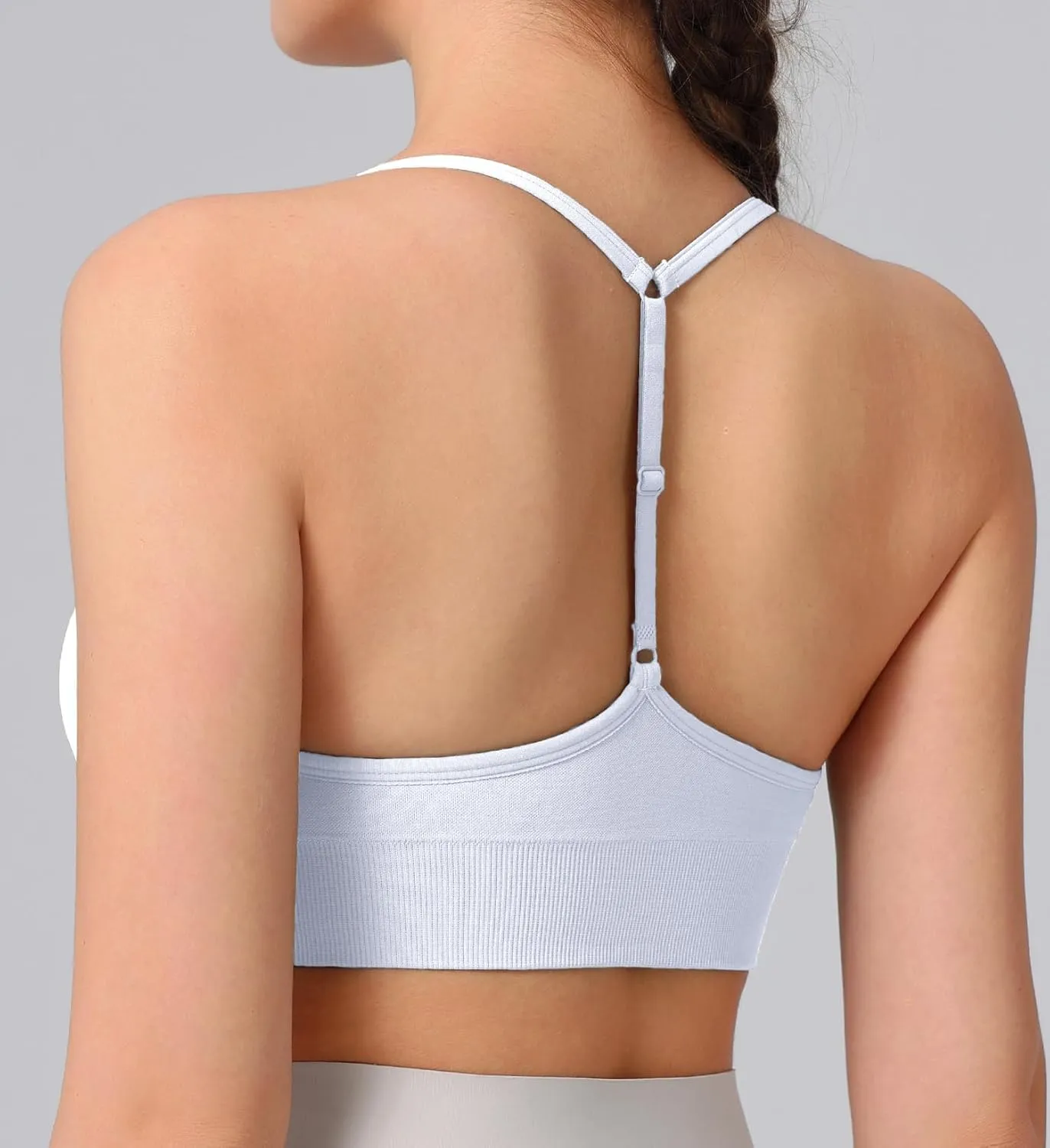 Women's Sports Bras Adjustable Y Back Spaghetti Strap Racerback Padded Wireless Yoga Workout Tops