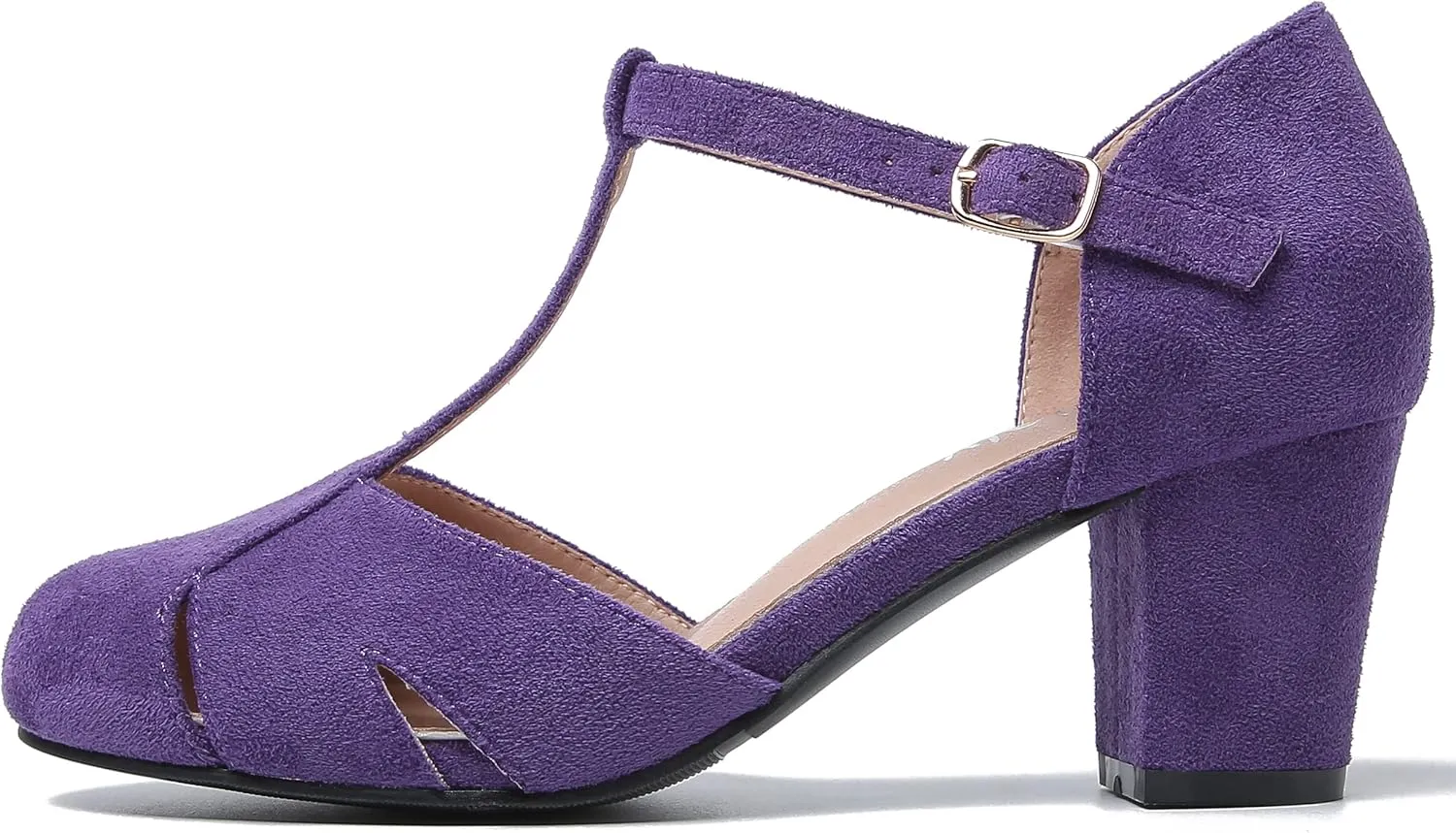 Womens T Strap Mary Jane Shoes Chunky Block Heel Cut Out Ankle Strap Buckle Dress Dance Pumps