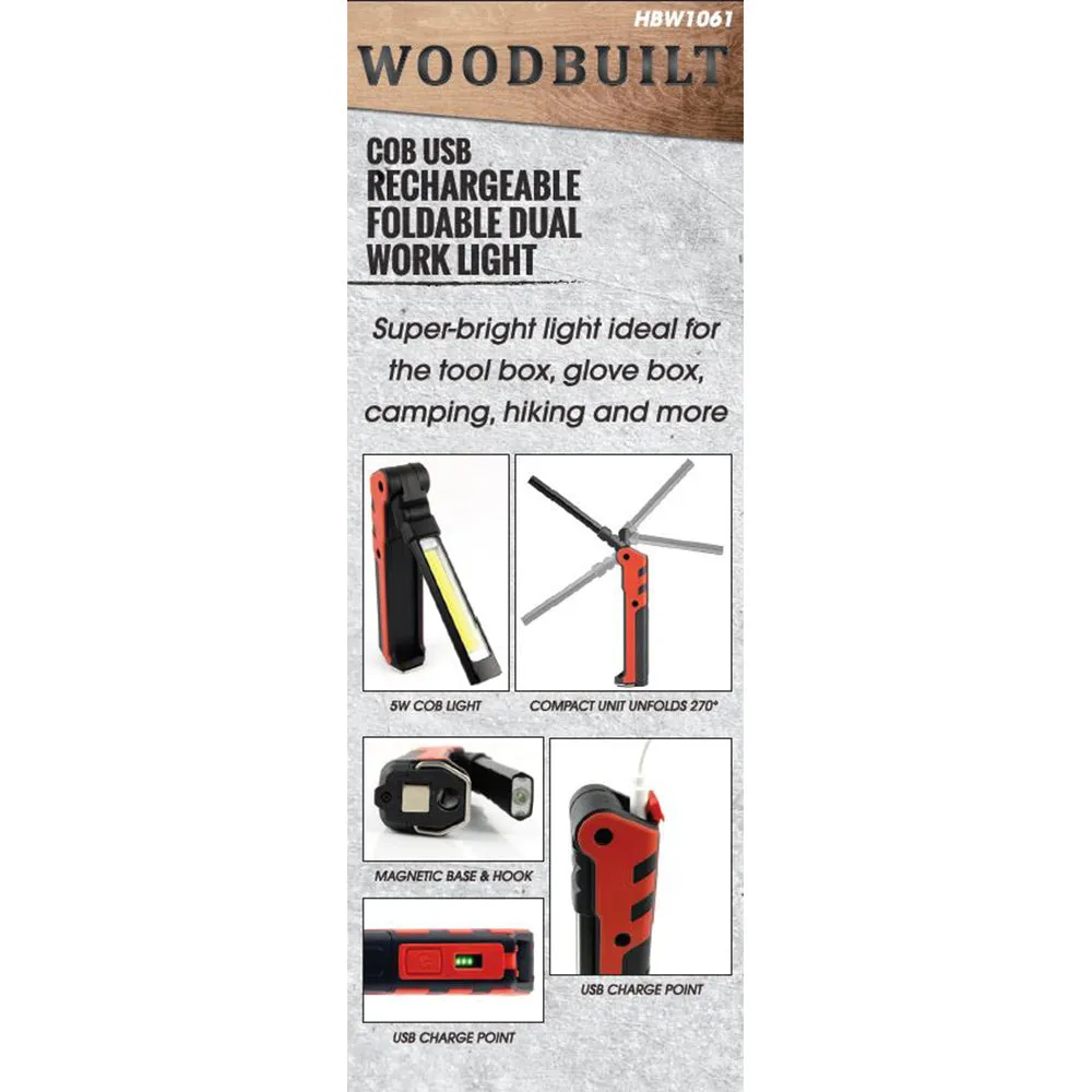 Woodbuilt LED Rechargeable Foldable Dual Work Light