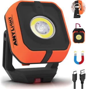 Work Light, Magnetic Rechargeable Light with 4 Modes & 150°Rotatable, 1200LM Waterproof Portable Light with 360° Rotating Hook for Emergency Car Repair, Grill, Outdoor work (1 Pack with Hook)