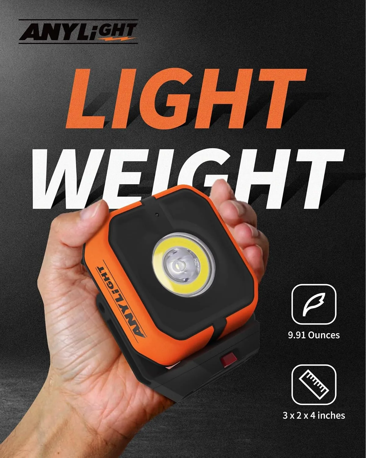 Work Light, Magnetic Rechargeable Light with 4 Modes & 150°Rotatable, 1200LM Waterproof Portable Light with 360° Rotating Hook for Emergency Car Repair, Grill, Outdoor work (1 Pack with Hook)