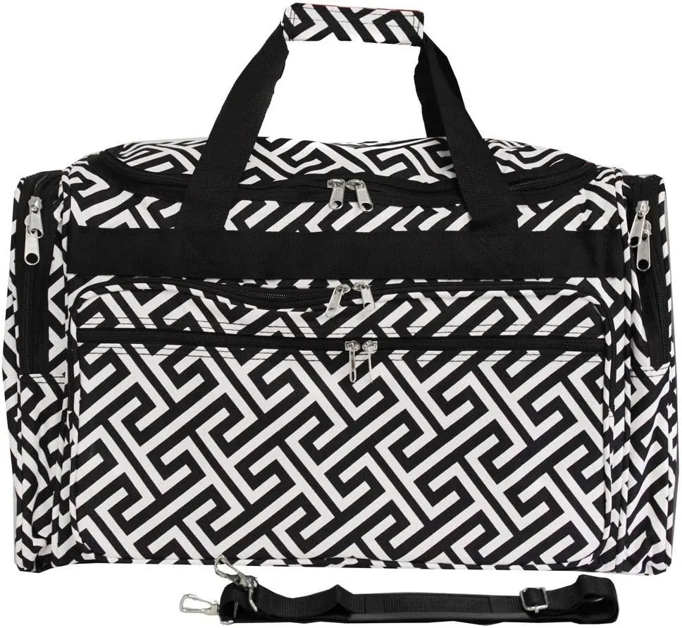 World Traveler Greek Key 22-inch Carry-on Duffle Bag with Adjustable Shoulder Strap