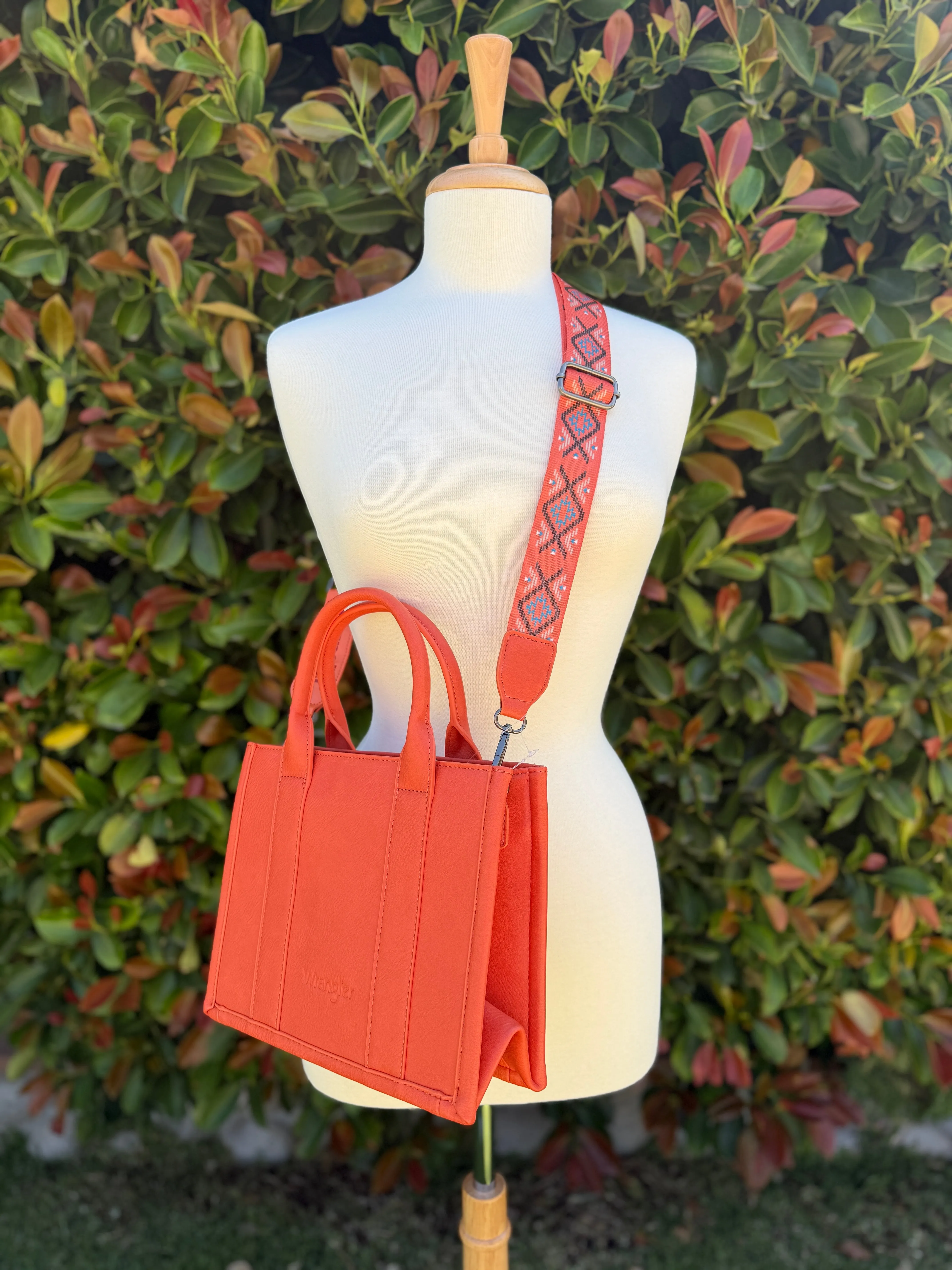 Wrangler Aztec Embroidered Tote/Crossbody - Orange