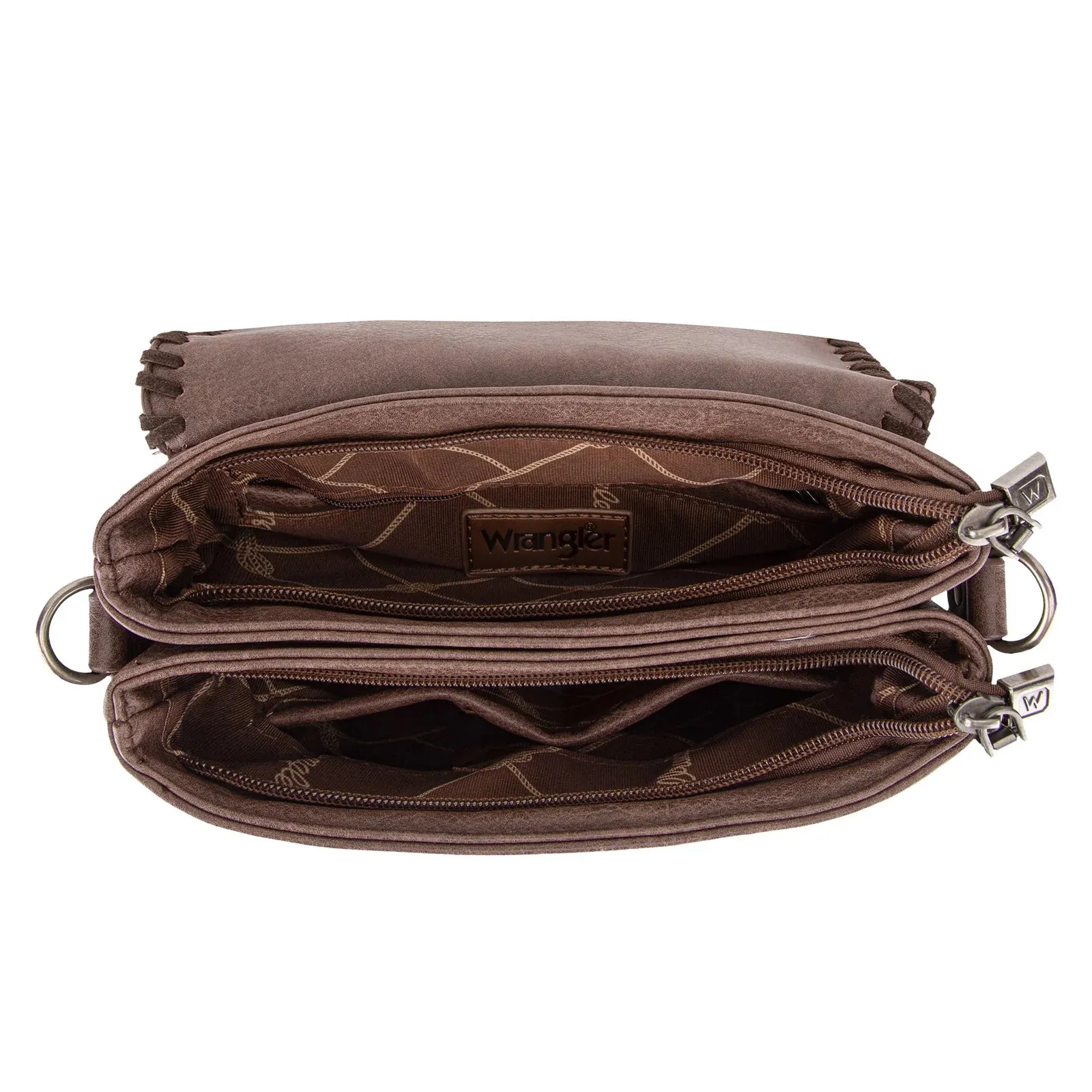 Wrangler Whipstitch Leopard Print Crossbody - Brown