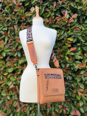 Wrangler Whipstitch Leopard Print Crossbody - Brown