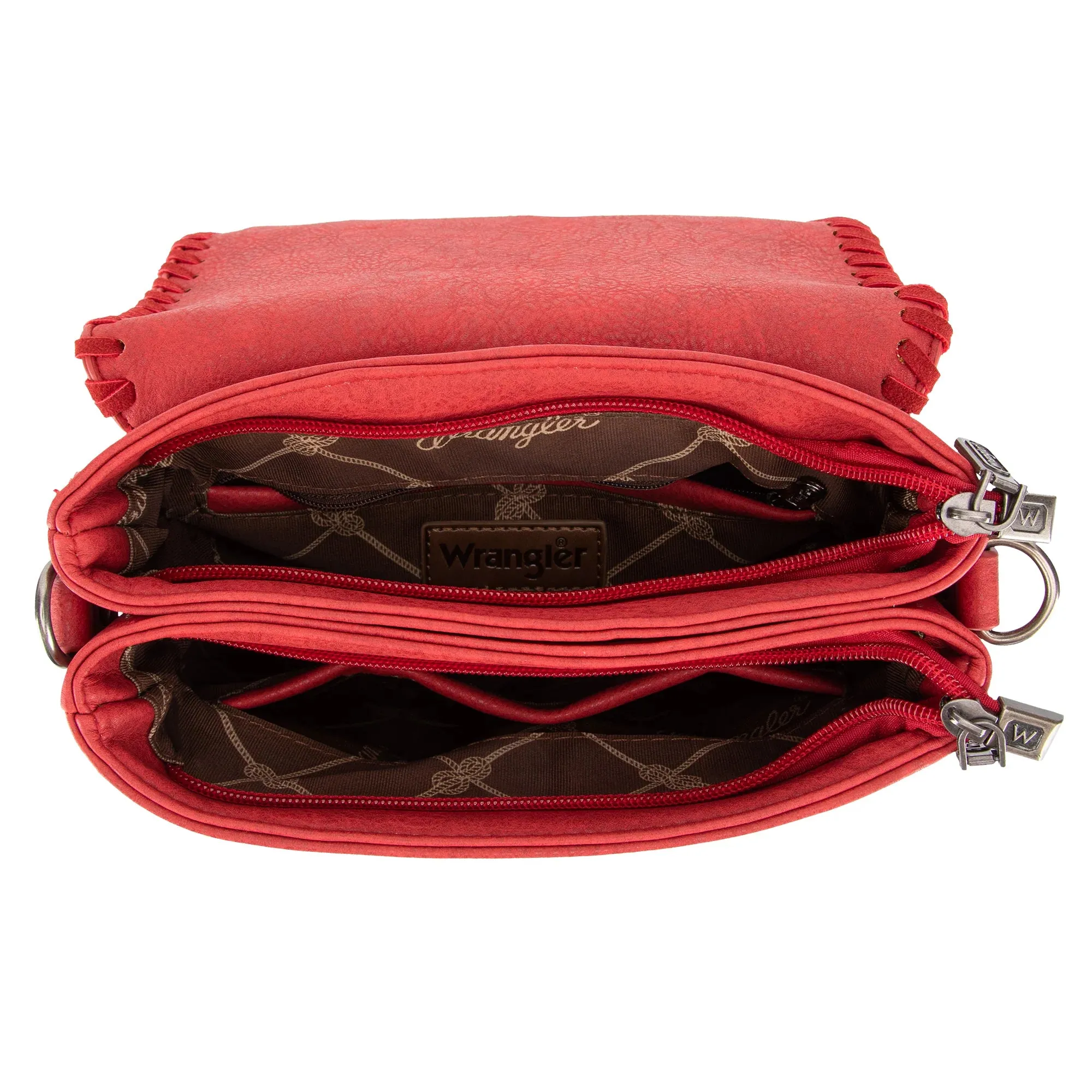 Wrangler Whipstitch Leopard Print Crossbody - Red