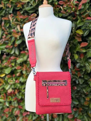 Wrangler Whipstitch Leopard Print Crossbody - Red