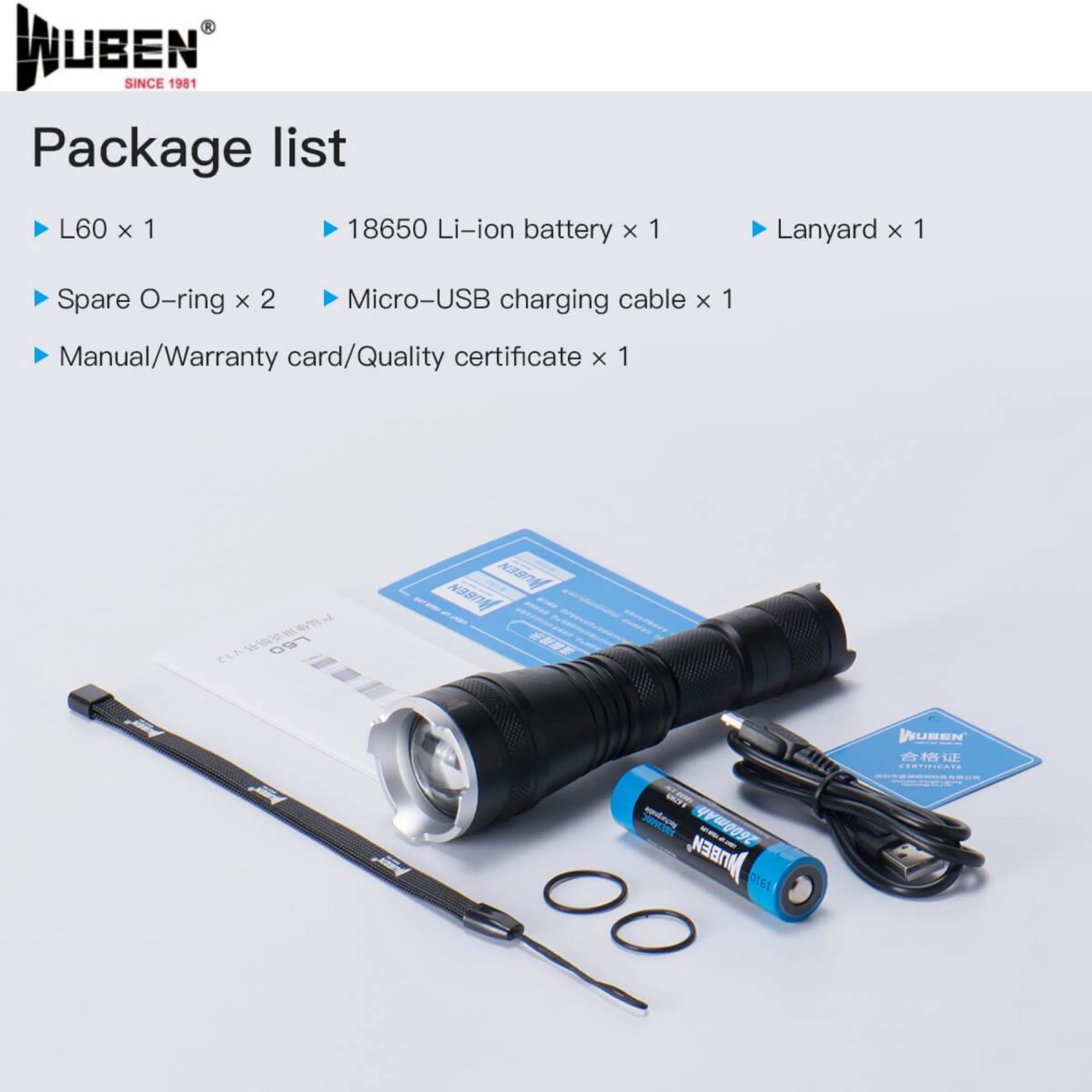 WUBEN L60 Tactical Zoomable Flashlight