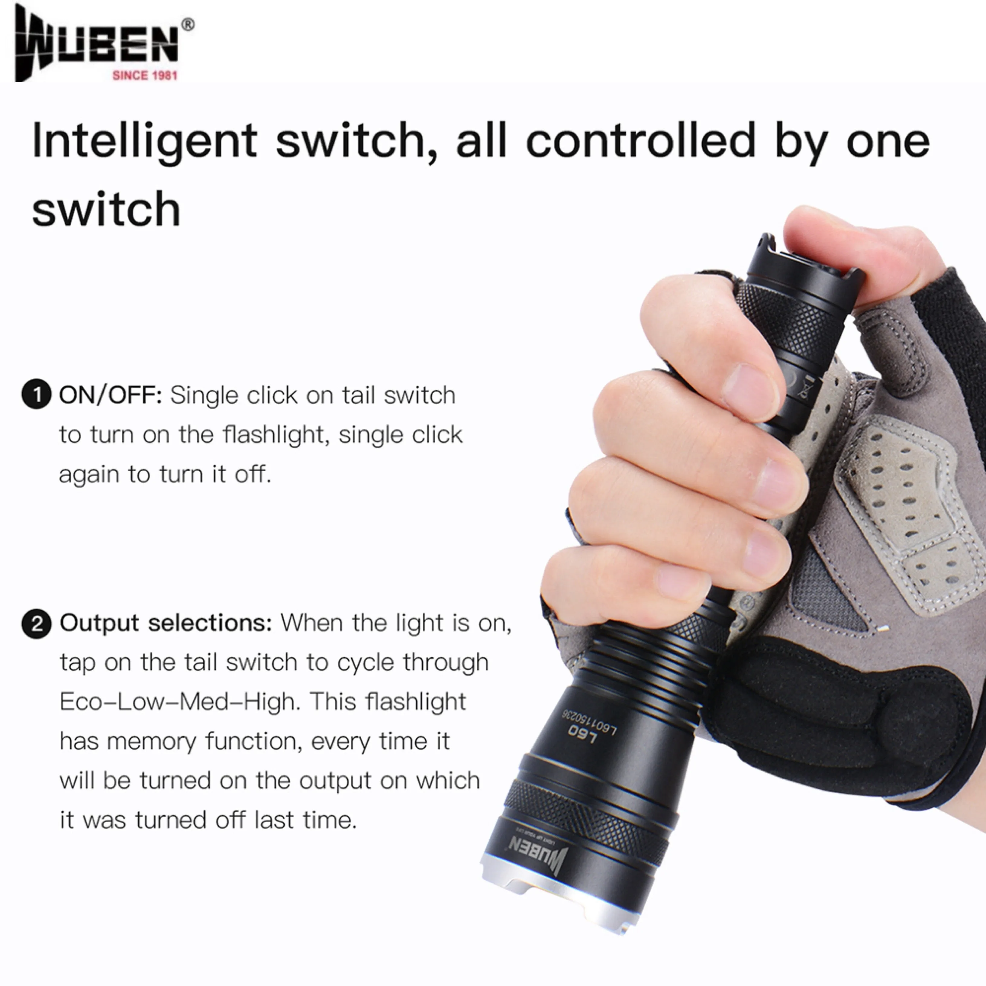 WUBEN L60 Tactical Zoomable Flashlight