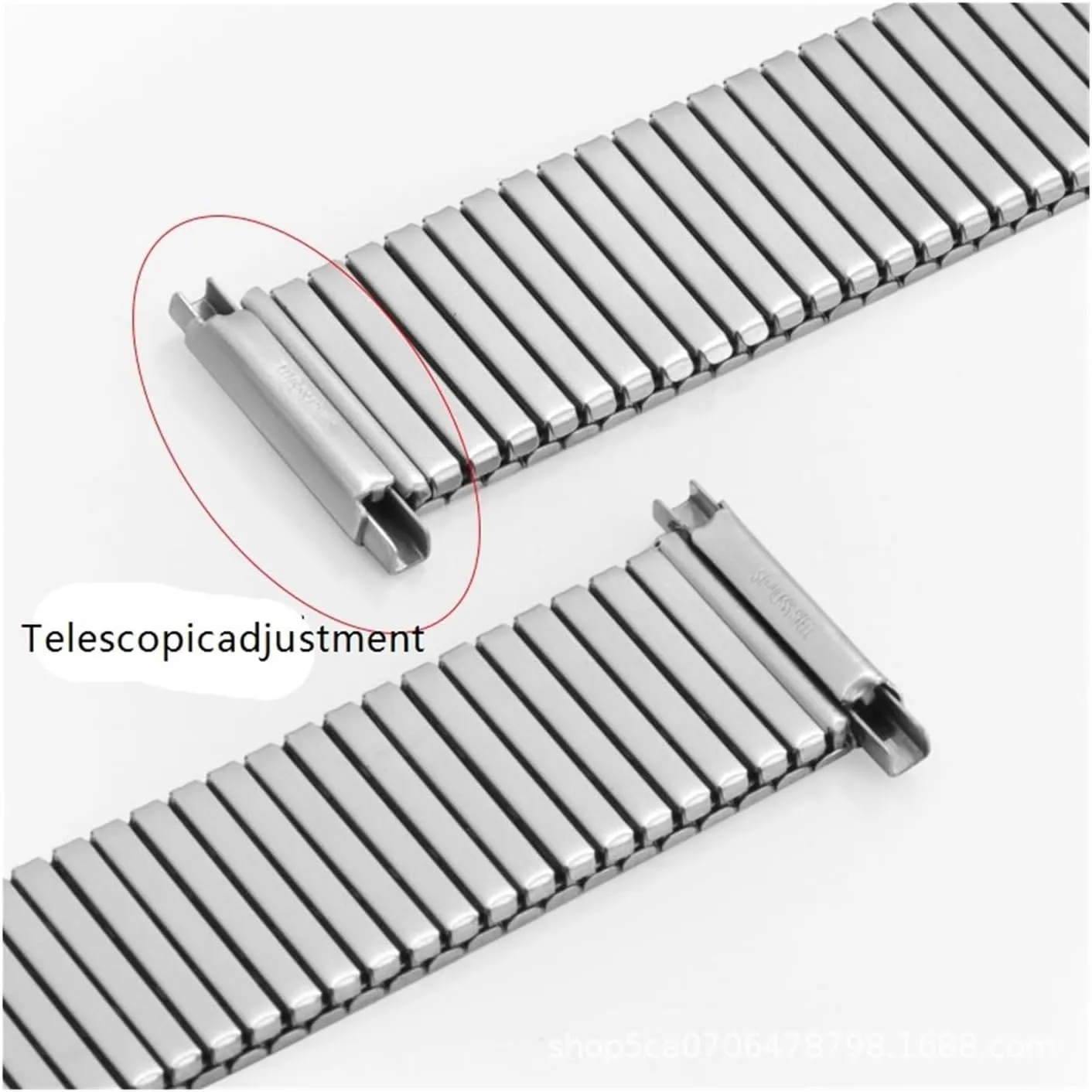 WUURAA Stainless steel elastic strap with adjustable telescopic width of 18-22mm