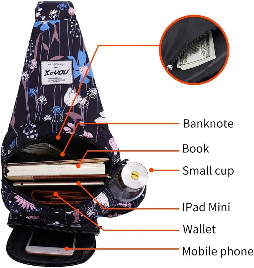 XEYOU Small Sling Bag - Lightweight One Strap Backpack Hiking Crossbody Chest Bag - Unisex Shoulder Daypack