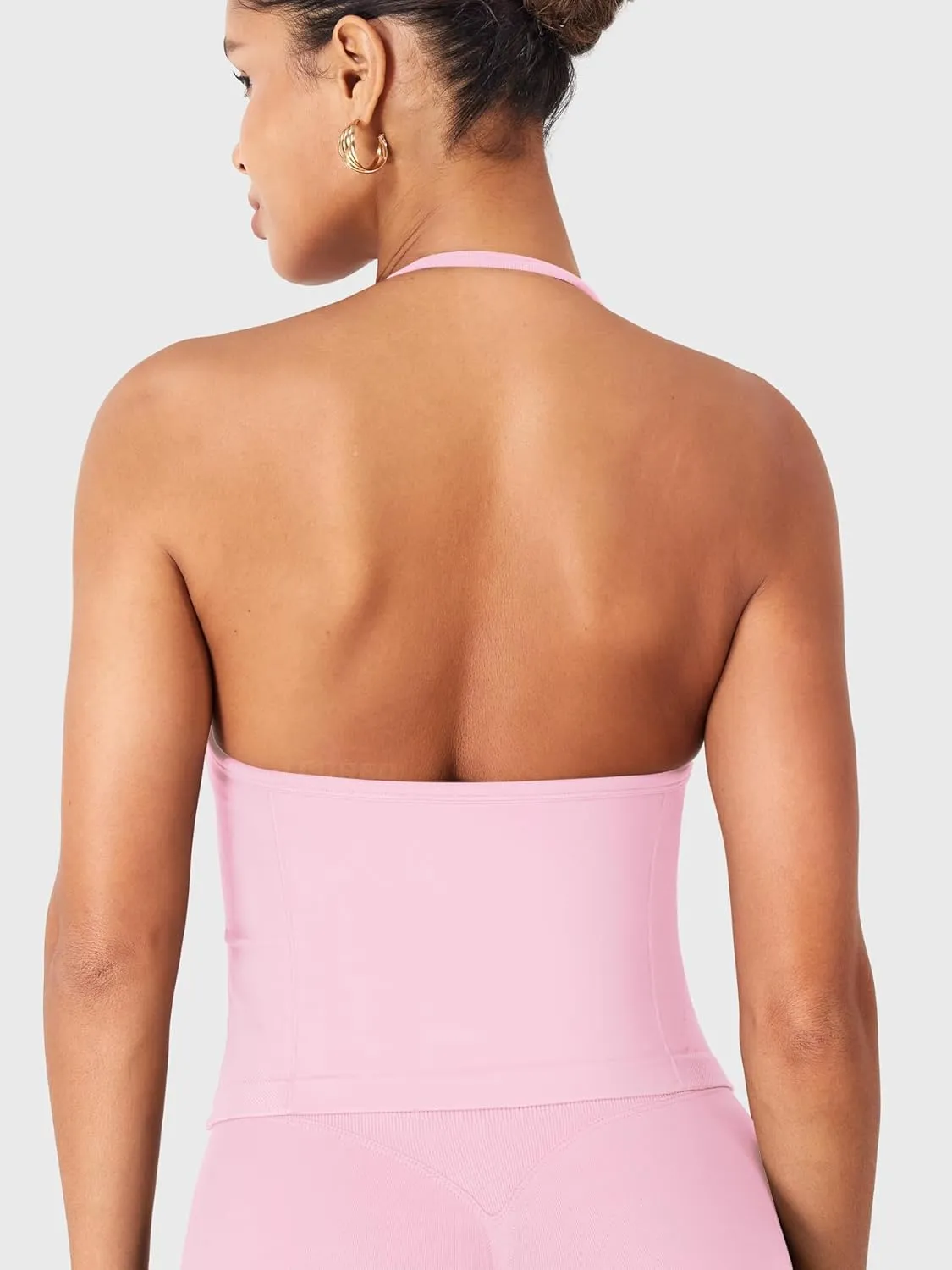 YEOREO SoftHue Impact Longline Strappy Top Women's Halter Workout Tank Tops Backless Gym Longline with Adjustable Strap