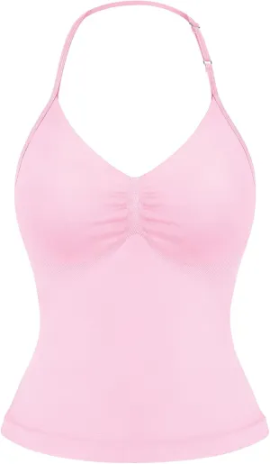 YEOREO SoftHue Impact Longline Strappy Top Women's Halter Workout Tank Tops Backless Gym Longline with Adjustable Strap