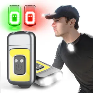 Yls 2 Pack Clip On Running Light - 5 Lighting Modes LED Flashlight, Portable Weatherproof Hat Light, Rechargeable Night Light for Camping, Hiking, Jogging