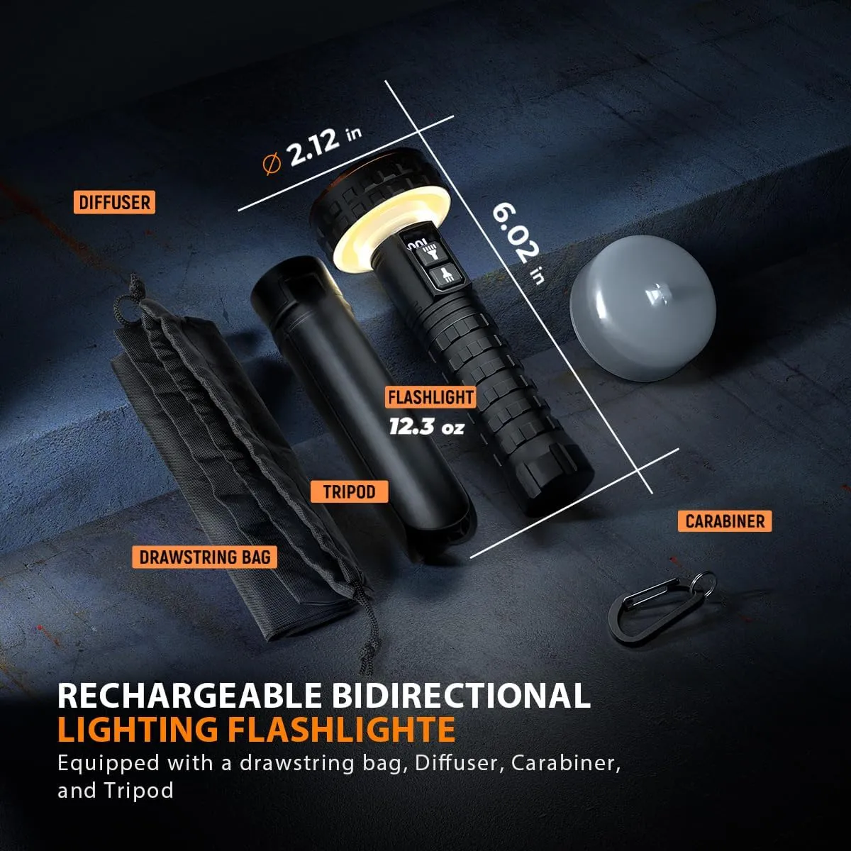 Yls Flashlight, 5000 Lumen LED Rechargeable Flashlight with Digital Display, 8 Modes & IPX4 Waterproof, Camping Light with Magnetic Base for Camping, Home, Emergency, Rescue, Hunting