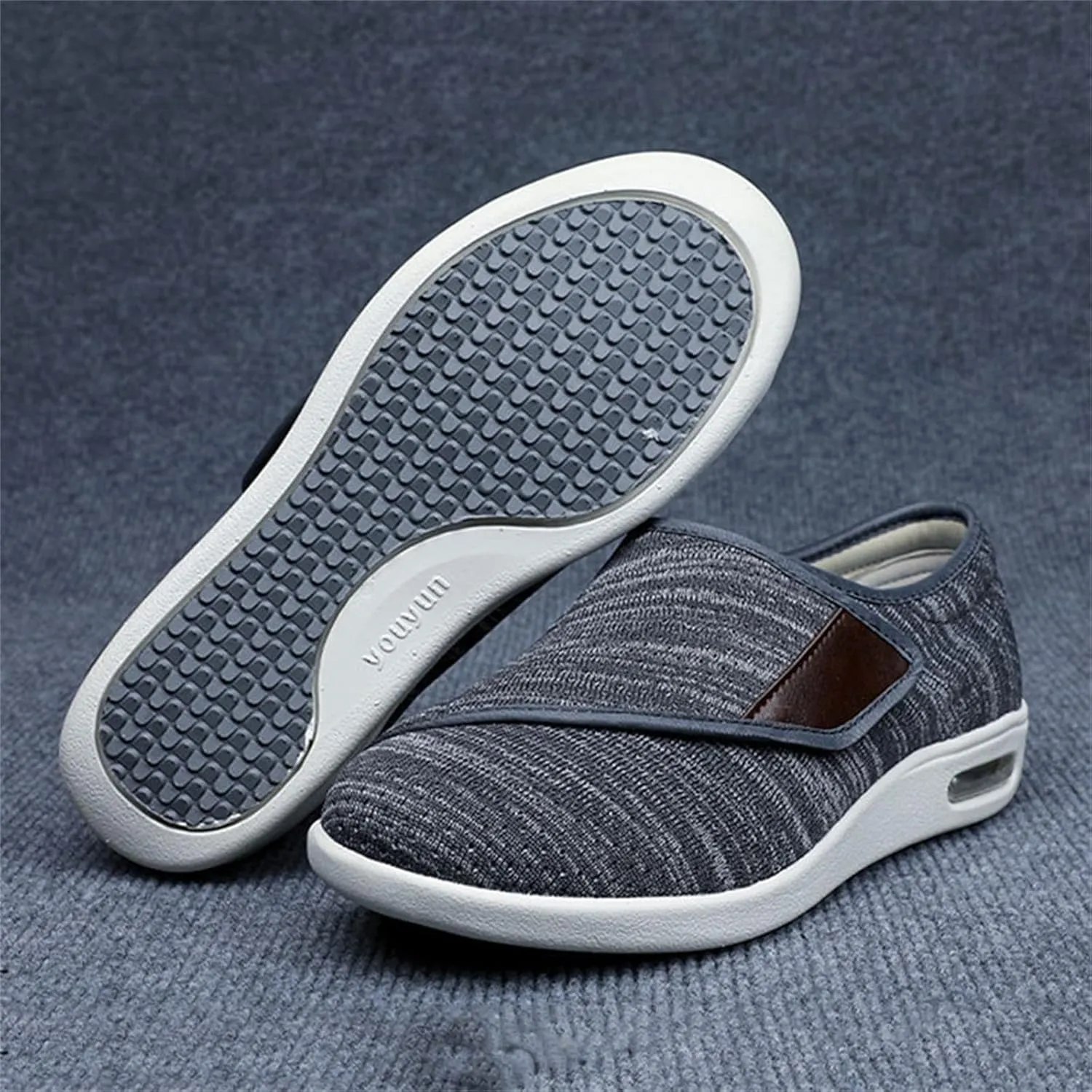 Yytcsjz Paste Strap Adjustable Diabetic Shoes, Elderly Orthopaedic Easy Close Wide Fit Strap Memory Foam Shoes, for Edema Arthritis Fasciitis Swollen Feet (Color : Dark Grey, Foot Length : 28cm)