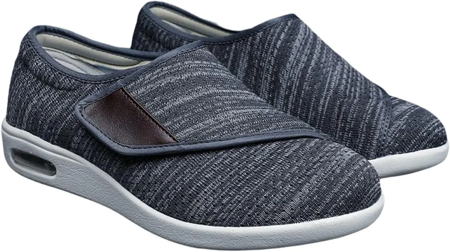 Yytcsjz Paste Strap Adjustable Diabetic Shoes, Elderly Orthopaedic Easy Close Wide Fit Strap Memory Foam Shoes, for Edema Arthritis Fasciitis Swollen Feet (Color : Dark Grey, Foot Length : 28cm)
