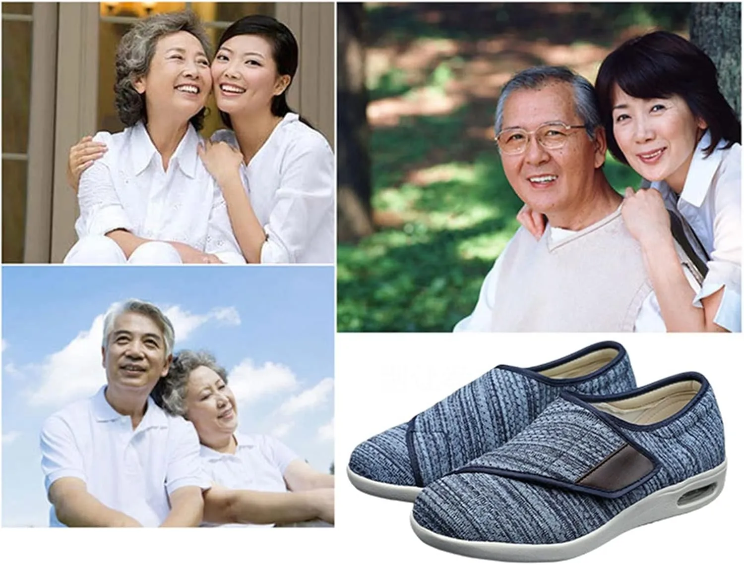 Yytcsjz Paste Strap Adjustable Diabetic Shoes, Elderly Orthopaedic Easy Close Wide Fit Strap Memory Foam Shoes, for Edema Arthritis Fasciitis Swollen Feet (Color : Dark Grey, Foot Length : 28cm)