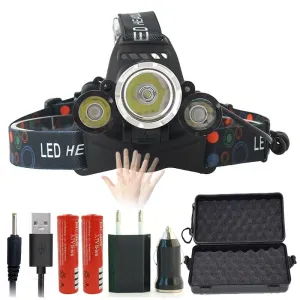 Z20 Sensor rechargeable led headlight headlamp head torch flashlight cree xml 3T6 led head lamp waterproof light 18650 battery