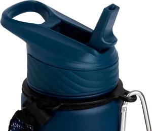 Zenith Straw Stainless Steel Bottle with Carabiner, Compass, Signal Whistle, and Fire Starter - 32 Oz - Navy Powder Coat