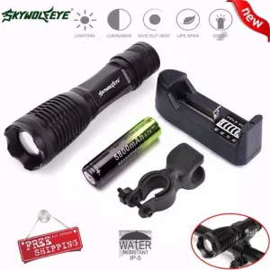 Zoomable 5000 Lumens XML T6 LED Flashlight Torch  Rechargeable 1x 18650 Battery Flashlight Holder Charger Bicycle Light 40OT22