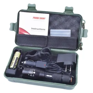 Zoomable 5000LM T6 LED Flashlight Torch Light Kit USB Rechargeable Flashlight 1x18650 Battery Charger Box Bicycle Light 40OT16