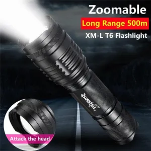 Zoomable 5000LM XMLT6 LED Flashlight Torch Portable Aluminum Alloy 18650 Flashlight Rechargeable Bicycle Light Wholesale 40OT18