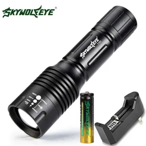 Zoomable Flashlight Torch Portable XMLT6 LED Rechargeable Flashlight  18650 Battery   Charger Bicycle Light Wholesale 40OT18